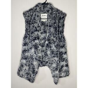 Dylan Vest Womens Black Gray Faux Fur Cozy Open Front Sleeveless Layer‎